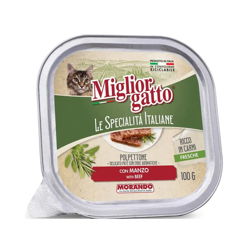 Humides Chat-Migliorgatto – Barquette de Paté pour Chat – Bœuf – 100 g-Tunisie