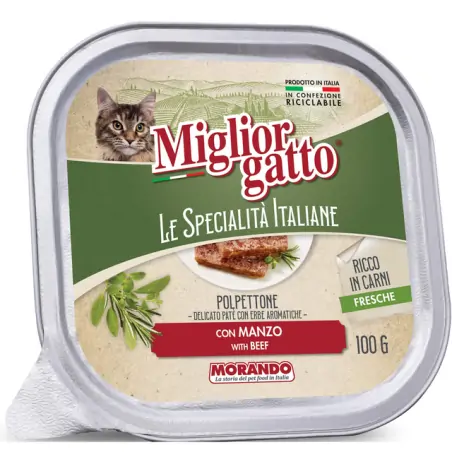 Humides Chat-Migliorgatto – Barquette de Paté pour Chat – Bœuf – 100 g-Tunisie