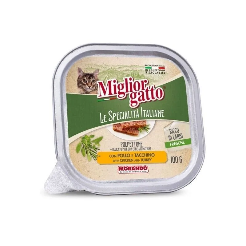 Humides Chat-Migliorgatto – Barquette de Paté pour Chat – Poulet & Dinde – 100 g-Tunisie