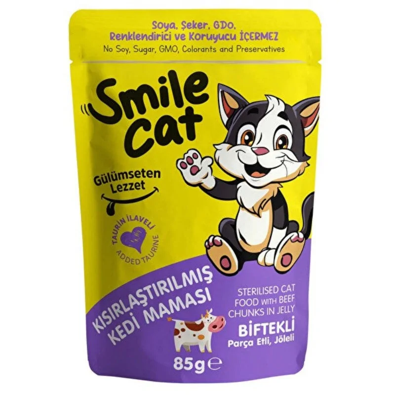 Humides Chat-Smile – Pochon pour Chat Stérilisé – Bœuf – 85 g-Tunisie
