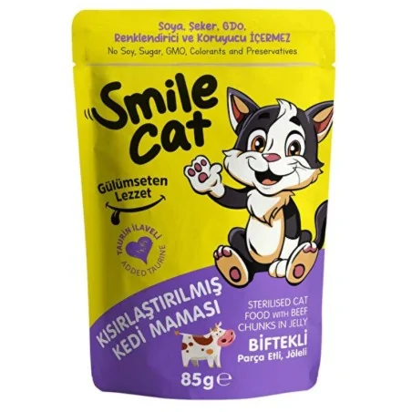 Humides Chat-Smile – Pochon pour Chat Stérilisé – Bœuf – 85 g-Tunisie