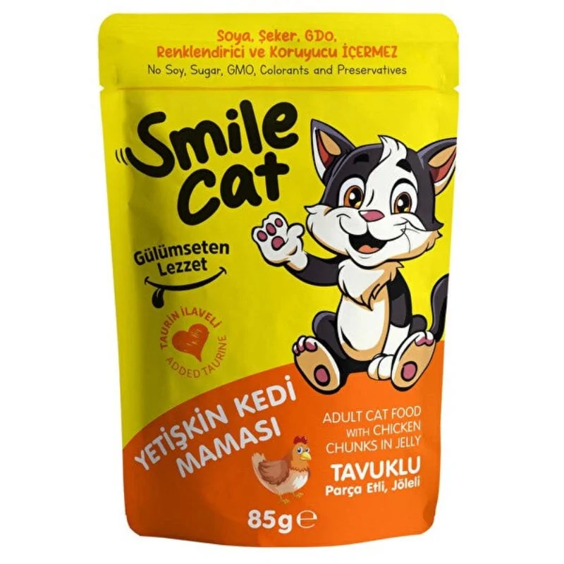 Humides Chat-Smile – Pochon pour Chat Adulte – Morceaux de Poulet en Gelée – 85 g-Tunisie