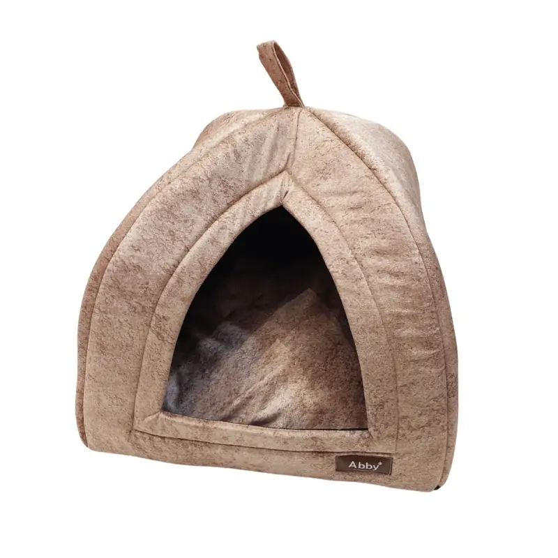 couchage-copy of Tente AZ pour Chat ou Petit Chien – 43x43x43 cm – Marron Clair Effet Daim-Tunisie
