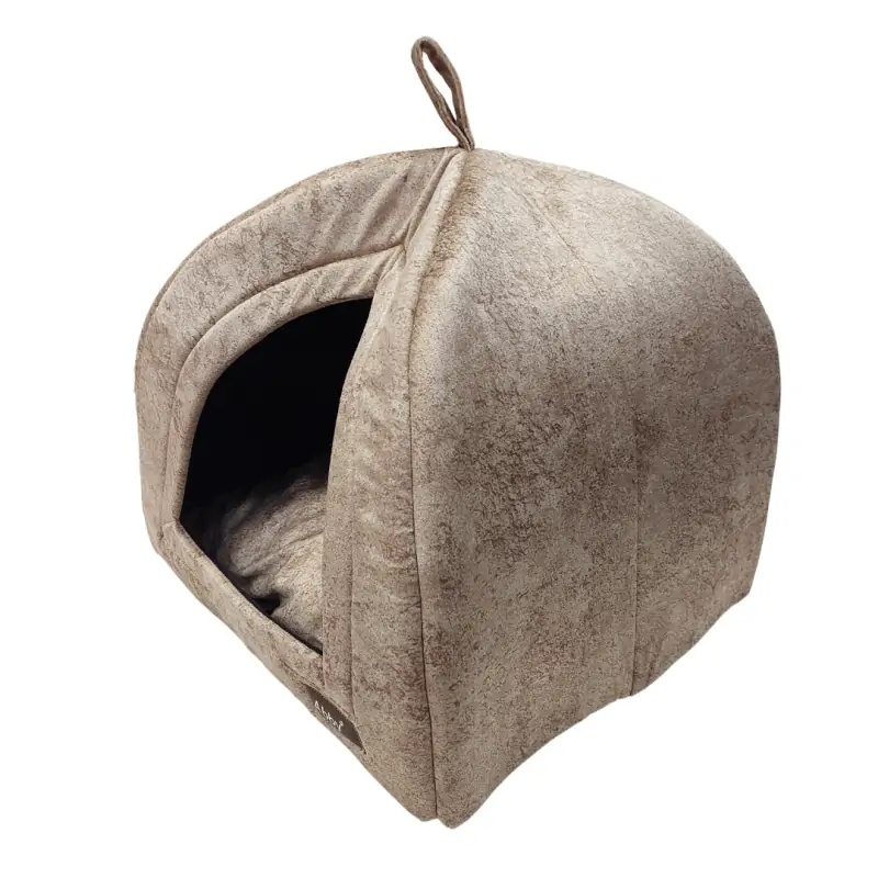couchage-copy of Tente AZ pour Chat ou Petit Chien – 43x43x43 cm – Marron Clair Effet Daim-Tunisie