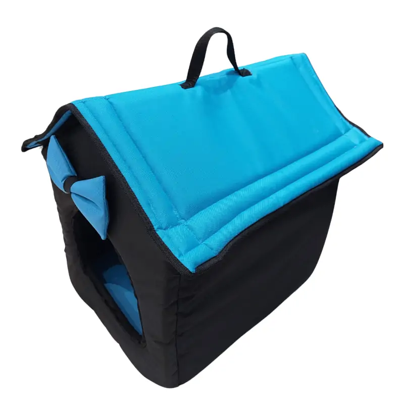 couchage-Niche Imperméable AZ pour Chat ou Petit Chien – 48x48x48 cm – Bleu-Tunisie