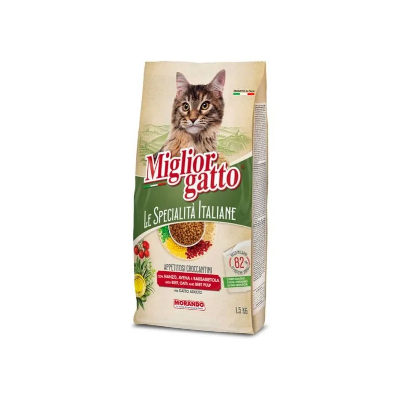 Croquettes Chat-Miglior Gatto – Croquettes Spécialités Italiennes – Bœuf, Avoine & Betterave – 1,5 kg-Tunisie