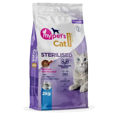 Croquettes Chat-My Pet's – Croquettes Premium pour Chats Stérilisés au Poisson – 2 kg-Tunisie