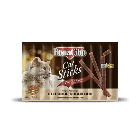 Friandises Chat-Bonacibo – Cat Sticks pour Chat – Foie & Volaille – 10 x 5 g-Tunisie