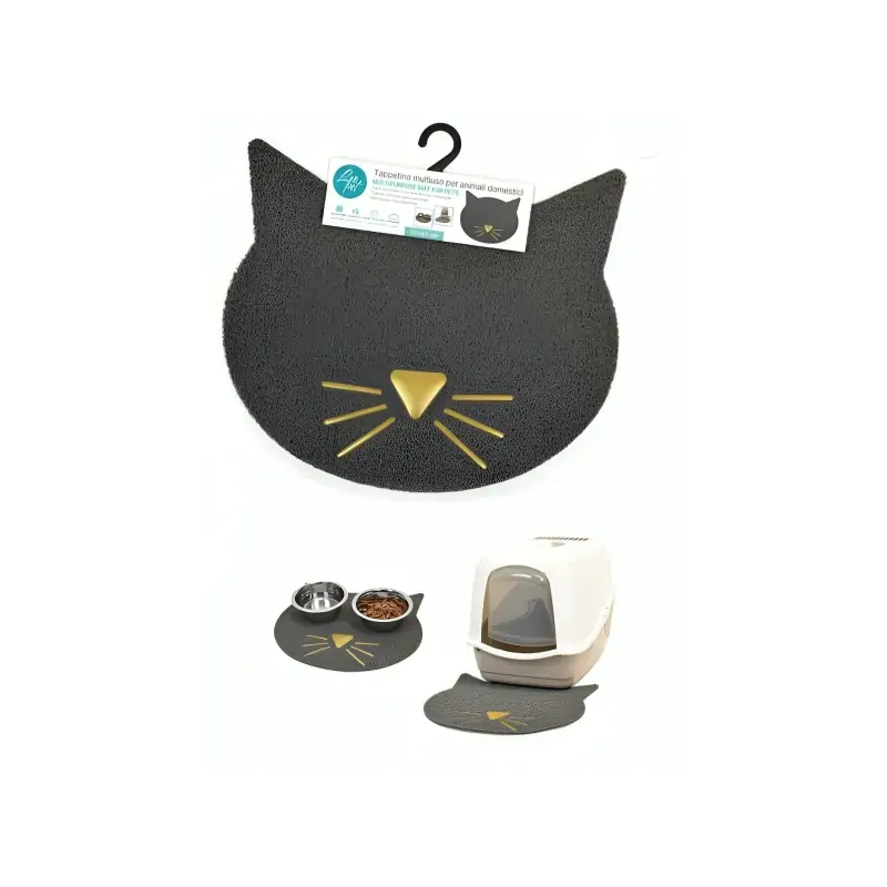 Maison de Toilettes-Tapis‑tête de Chat Multifonction – 37 × 43 cm – Confort & Propreté-Tunisie