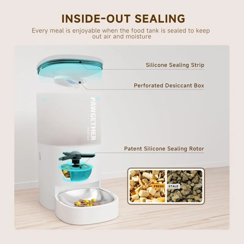 Gamelles et Distributeurs-Pawgether – Distributeur Automatique 4 L pour Chat – 📱 Contrôle App – 🍽️ 10 Repas/Jour – 🥇 Bol Inox Anti-Bourrage-Tunisie