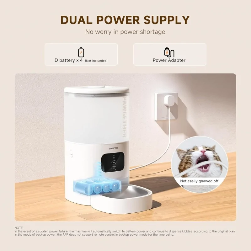 Gamelles et Distributeurs-Pawgether – Distributeur Automatique 4 L pour Chat – 📱 Contrôle App – 🍽️ 10 Repas/Jour – 🥇 Bol Inox Anti-Bourrage-Tunisie
