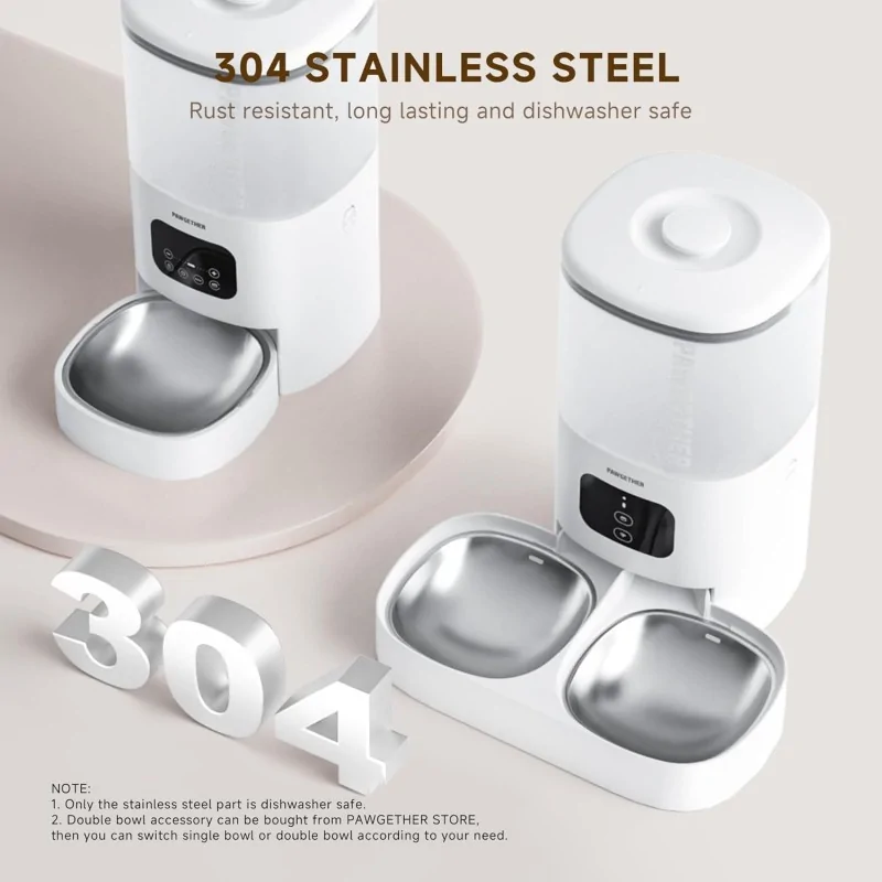 Gamelles et Distributeurs-Pawgether – Distributeur Automatique 4 L pour Chat – 📱 Contrôle App – 🍽️ 10 Repas/Jour – 🥇 Bol Inox Anti-Bourrage-Tunisie