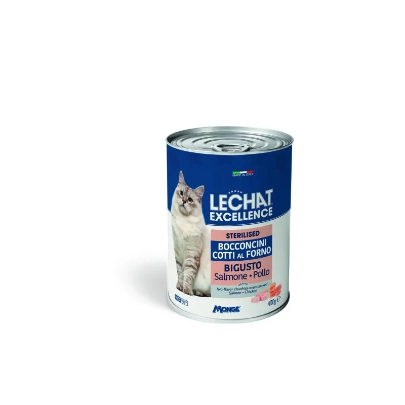 Humides Chat-LeChat Excellence – Stérilisé – Saumon & Poulet – Bouchées en Sauce – 400 g-Tunisie
