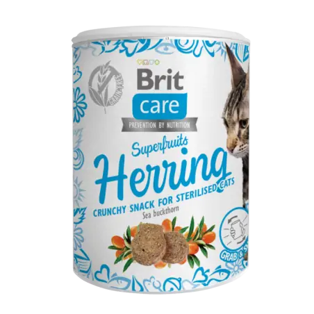 Friandises Chat-Brit Care Cat Snack Superfruits au Hareng pour Chat Stérilisé 100g-Tunisie
