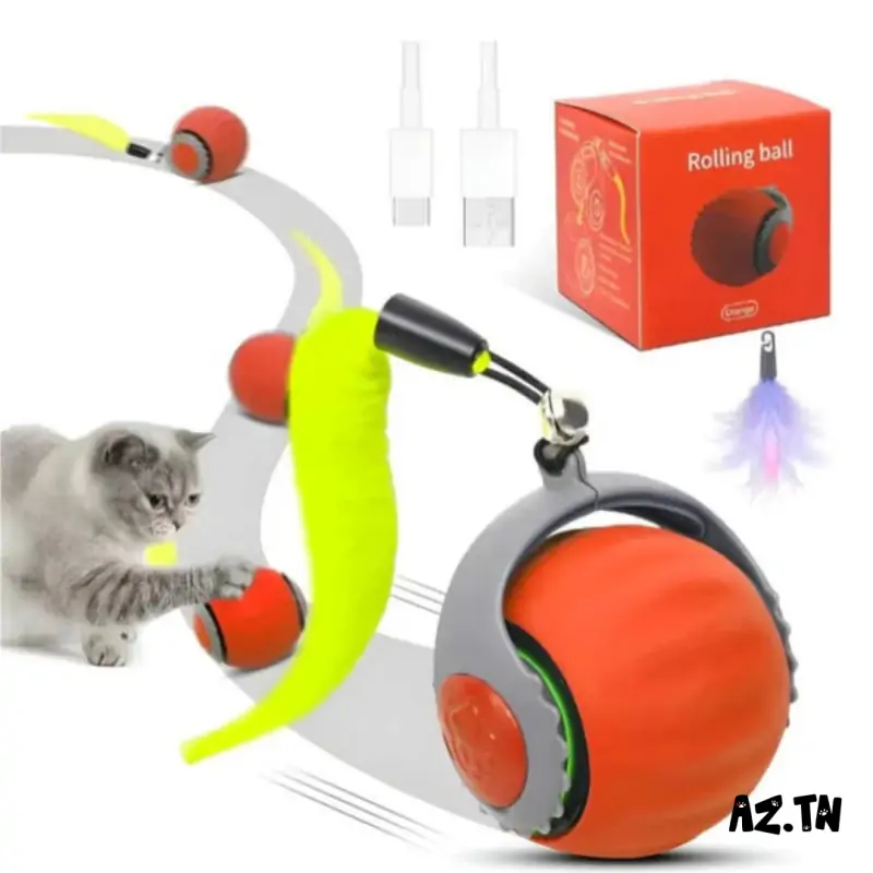 Jouets Chat-Jouet Interactif Électrique pour Chat – Balle Rotative Automatique avec Corde & Clochette-Tunisie