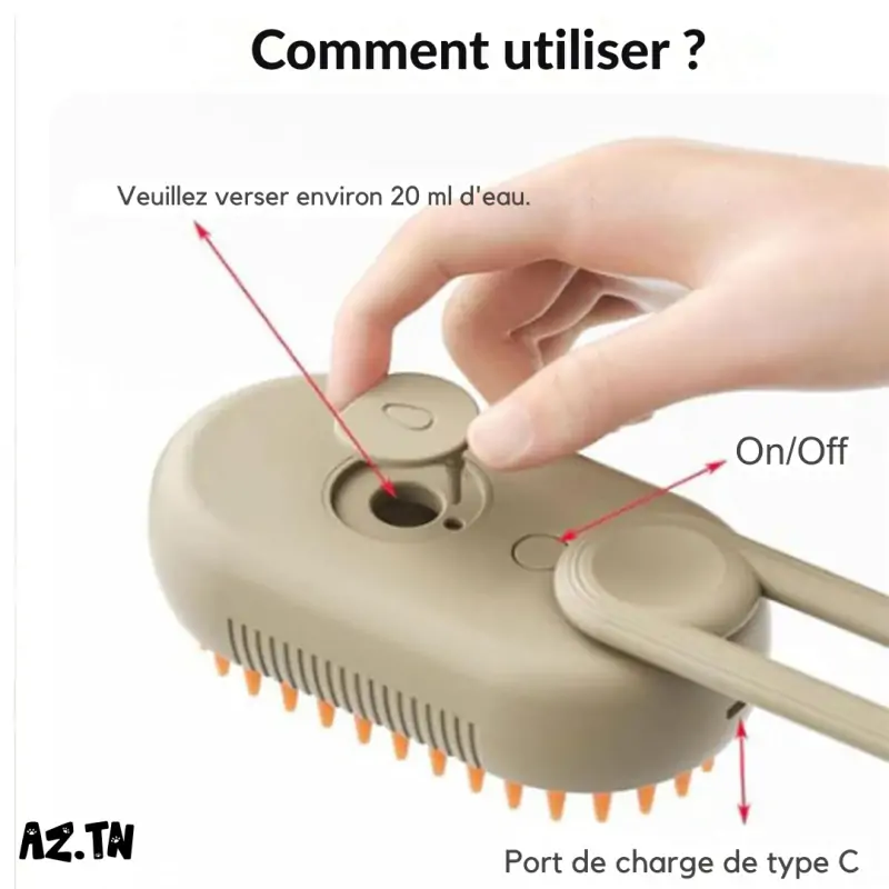 Brosse pour chat-Brosse à Vapeur Automatique 3 en 1 – Nettoie, Démêle & Lisse le Pelage-Tunisie