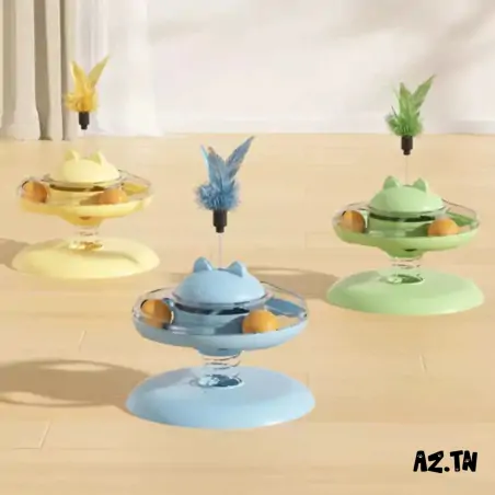 Jouets Chat-Jouet Distributeur de Friandises Rotatif pour Chat – Plateau Interactif Antistress-Tunisie