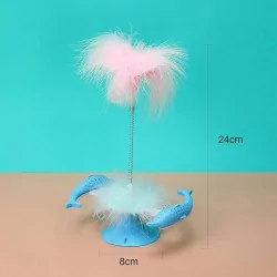 Jouet interactif à ventouse avec plumes pour chat