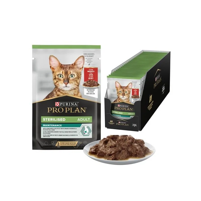 Humides Chat-Purina Pro Plan – Pochon Sterilised au Bœuf pour Chat Adulte Stérilisé – 85 g-Tunisie
