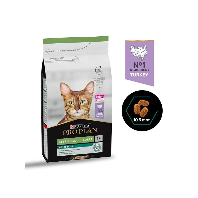 Croquettes Chat-Purina Pro Plan – Croquettes Sterilised Renal Plus à la Dinde pour Chat Adulte Stérilisé – 1,5 kg-Tunisie