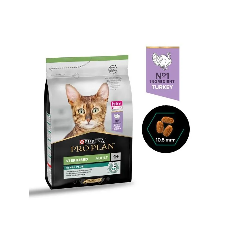 Croquettes Chat-Purina Pro Plan – Croquettes Sterilised Renal Plus à la Dinde pour Chat Adulte Stérilisé – 3 kg-Tunisie