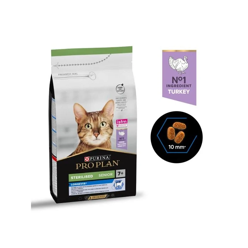 Croquettes Chat-Purina Pro Plan – Croquettes Sterilised Senior 7+ à la Dinde pour Chat Sénior Stérilisé – 1,5 kg-Tunisie