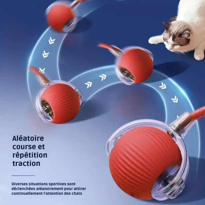 Jouets Chat-Jouet Interactif Électrique pour Chat – Balle Rotative Automatique avec Corde-Tunisie