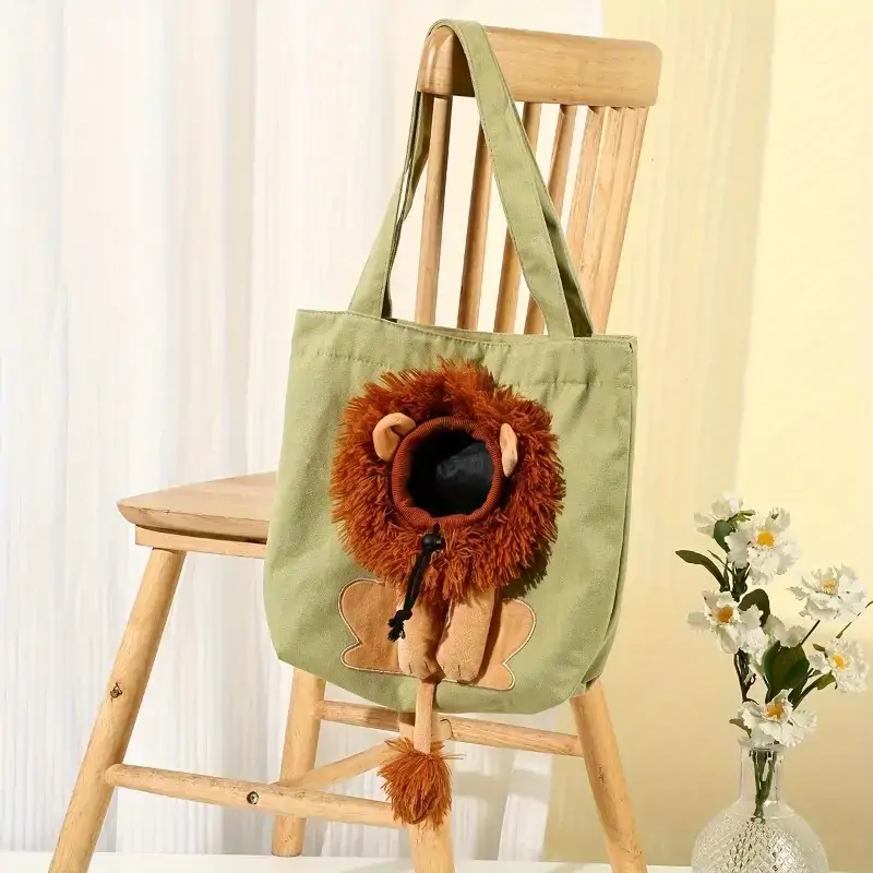 Sac de Transport-Sac de Transport Tête de Lion pour Chat et Petit Chien – Portable, Léger et Respirant – 40×35 cm-Tunisie