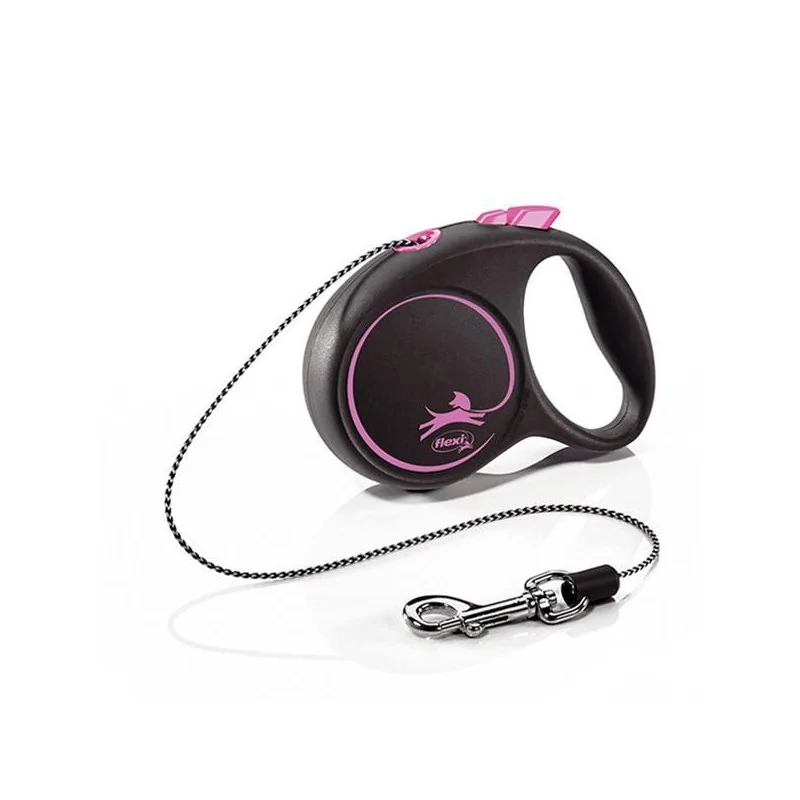 Laisse Rétractable-LAISSE FLEXI BLACK DESIGN CORD S 5m FUSHIA-Tunisie