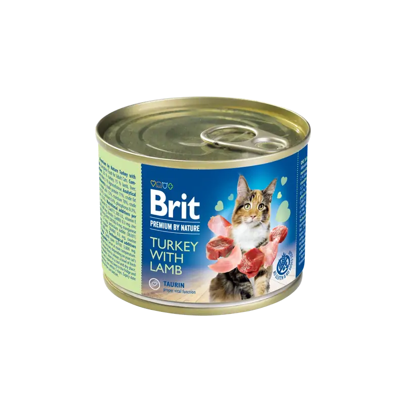 Humides Chat-Pâtée pour Chat Brit Premium By Nature Dinde et Agneau 200g-Tunisie