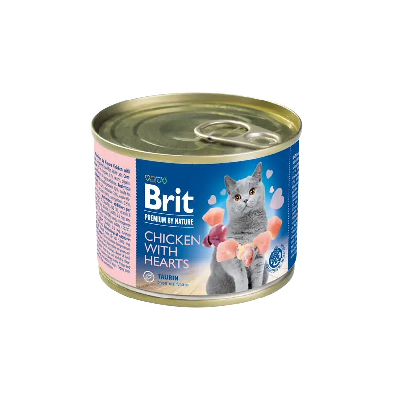Humides Chat-Pâtée pour Chat Brit Premium By Nature au Poulet et Coeur 200g-Tunisie