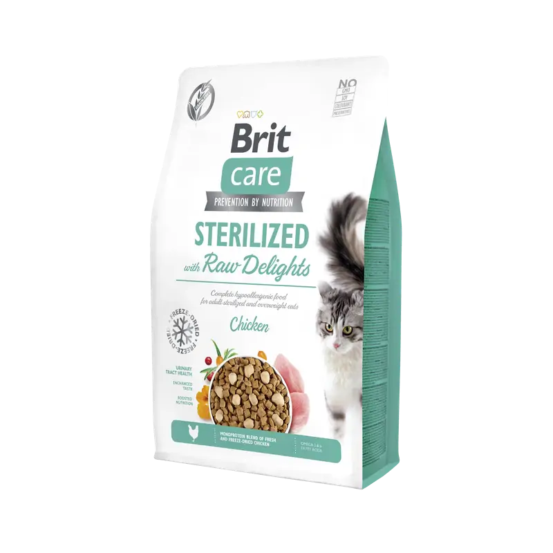 Croquettes Chat-Brit Care Stérilisé Urinary Raw Delight Sans Céréales 2 KG-Tunisie