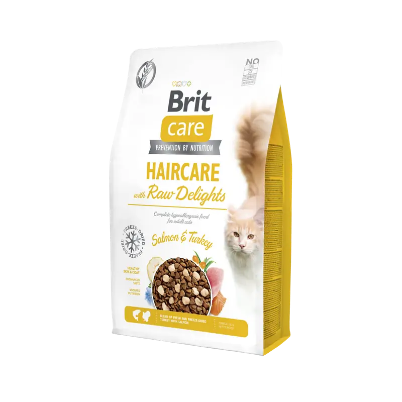 Croquettes Chat-Brit Care Haircare Raw Delight Sans Céréales 2 KG-Tunisie