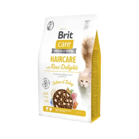 Croquettes Chat-Brit Care Haircare Raw Delight Sans Céréales 2 KG-Tunisie