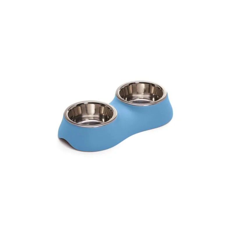 Gamelles et Distributeurs-IMAC – Gamelle Diva 22 Double Mixed en Inox pour Chat et Chien – 2 × 0,4 L-Tunisie