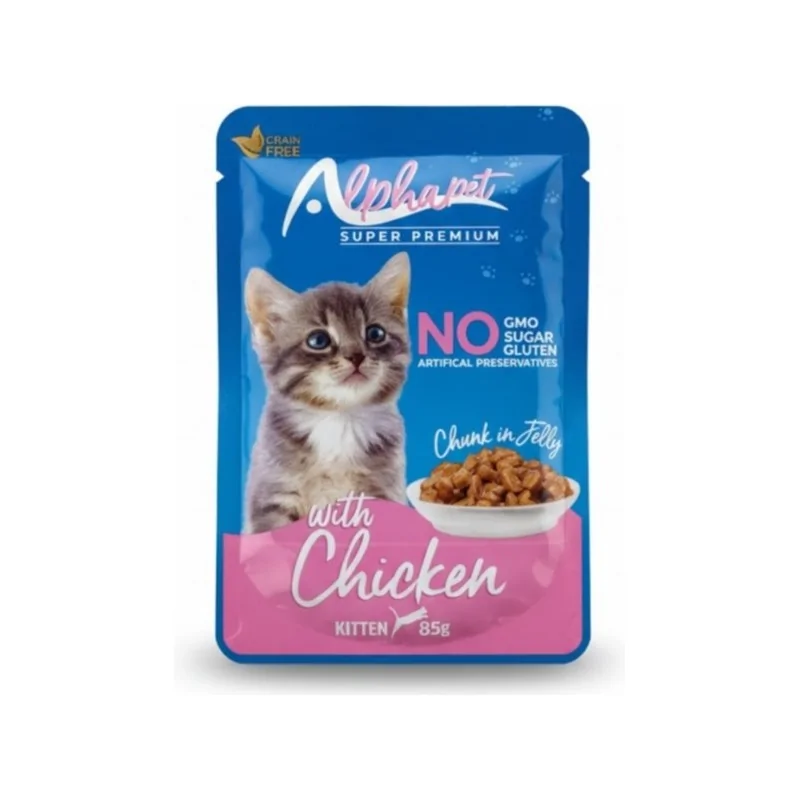Humides Chat-Alphapet – Pochon Chicken pour Chaton – Poulet – 85 g-Tunisie