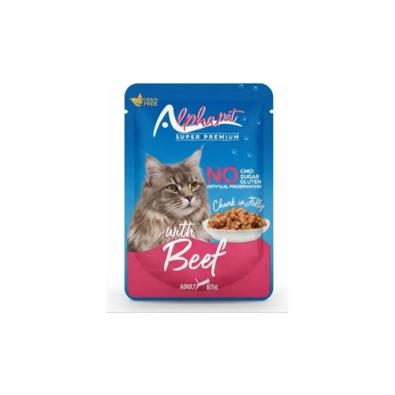 Humides Chat-Alphapet – Pochon Beef pour Chat Adulte – Bœuf – 85 g-Tunisie