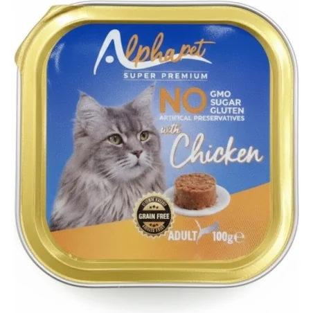 Humides Chat-Alphapet – Barquette Chicken pour Chat Adulte – Poulet – 100 gr-Tunisie
