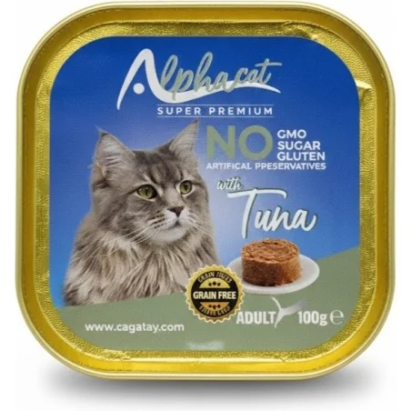 Humides Chat-Alphapet – Barquette Tuna pour Chat Adulte – Thon – 100 g-Tunisie