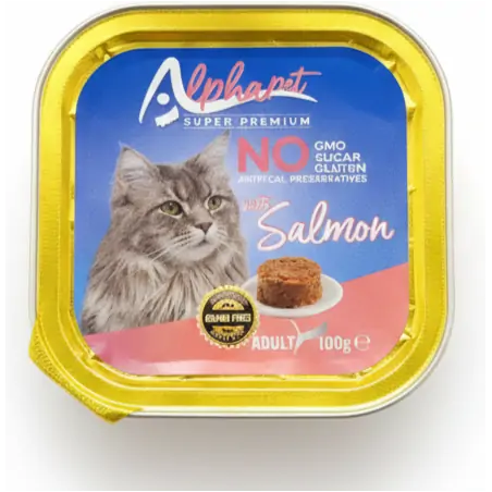 Humides Chat-Alphapet – Barquette Salmon pour Chat Adulte – Saumon – 100 g-Tunisie