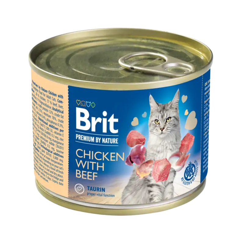 Humides Chat-Pâtée pour Chat Brit Premium By Nature Poulet et Boeuf 200g-Tunisie