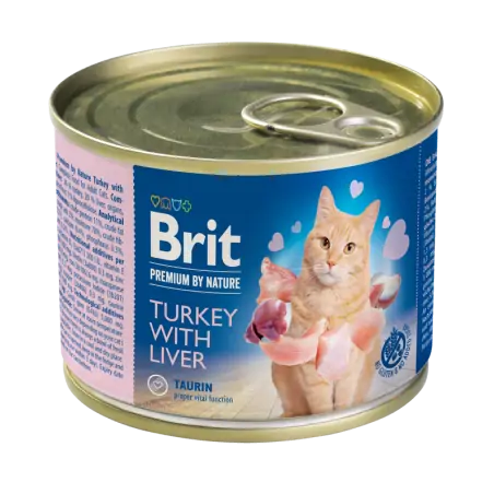 Humides Chat-Pâtée pour Chat Brit Premium By Nature Dinde et Foie 200g-Tunisie