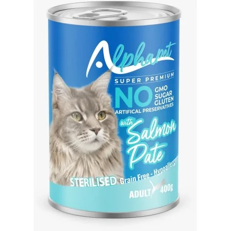 Humides Chat-ALPHAPET Pâté au Saumon pour Chat Stérilisé 400 g-Tunisie