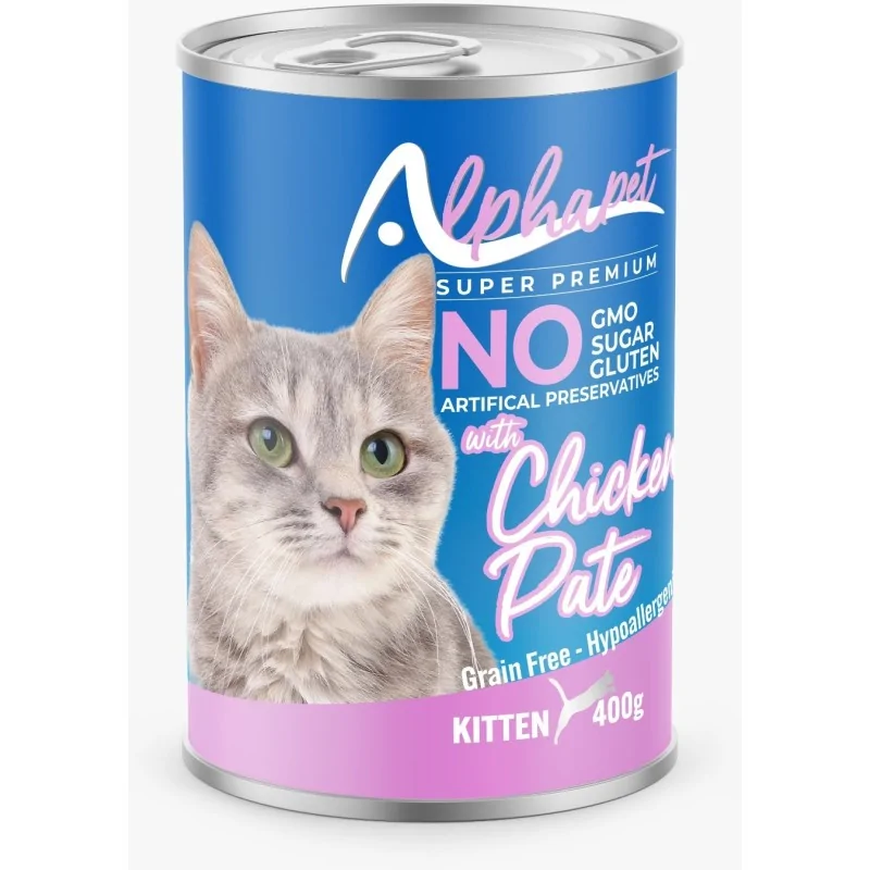 Humides Chat-ALPHAPET Pâté au Poulet pour Chaton 400 g-Tunisie