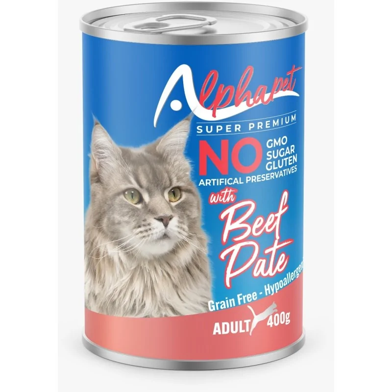 Humides Chat-ALPHAPET Pâté au Bœuf pour Chat Adulte 400 g-Tunisie