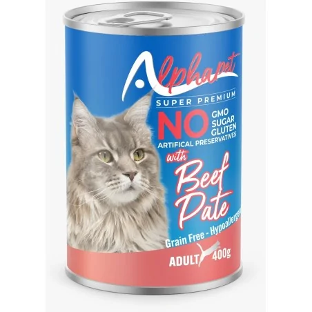 Humides Chat-ALPHAPET Pâté au Bœuf pour Chat Adulte 400 g-Tunisie