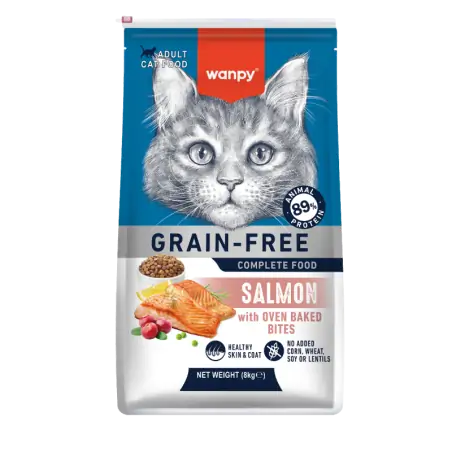 Croquettes Chat-Croquettes Sans Céréales Wanpy au Saumon pour Chat Adulte 8kg-Tunisie