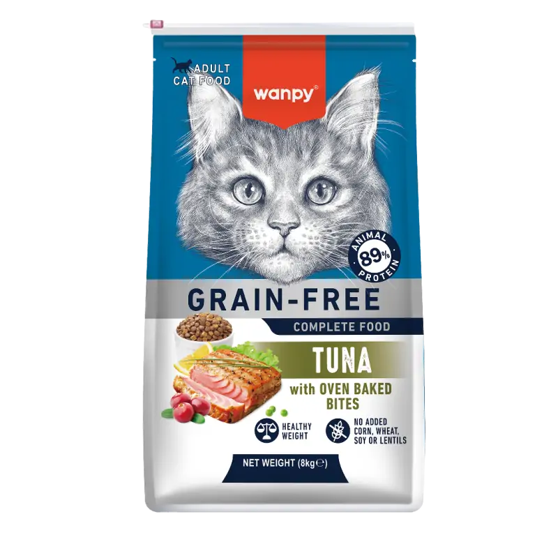 Croquettes Chat-Croquettes Sans Céréales Wanpy au Thon pour Chat Adulte 8kg-Tunisie