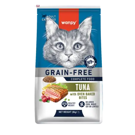 Croquettes Chat-Croquettes Sans Céréales Wanpy au Thon pour Chat Adulte 8kg-Tunisie