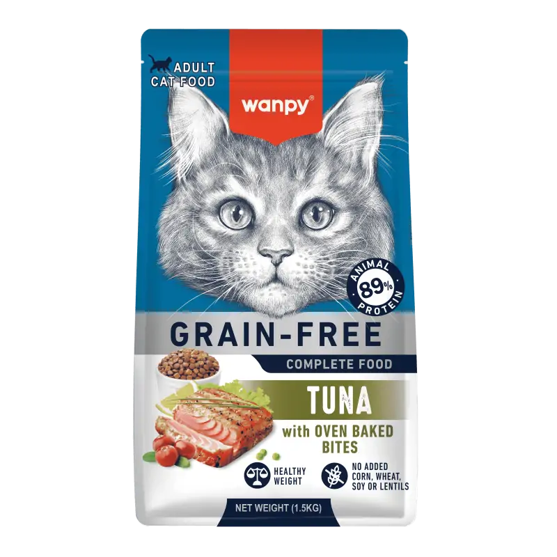 Croquettes Chat-Croquettes Sans Céréales Wanpy au Thon pour Chat Adulte 1.5kg-Tunisie